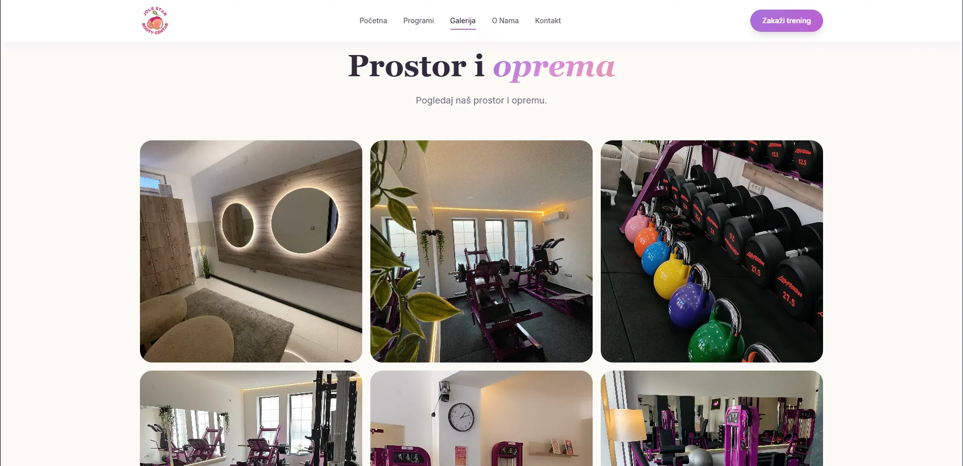 Media gallery showcasing gym atmosphere